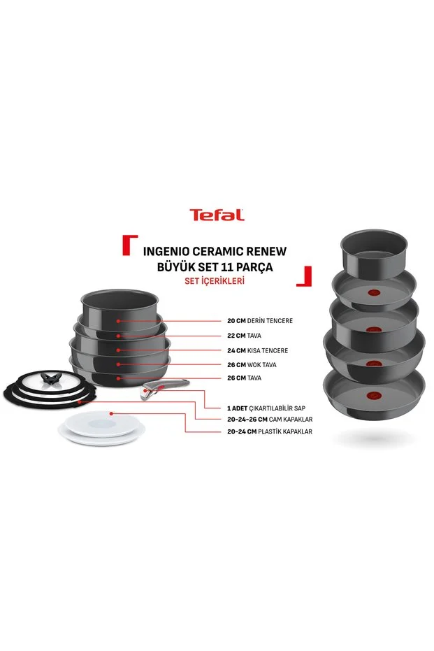 Ingenio Ceramic Renew Seramik Kaplama Tava Tencere Seti - 11 Parça Ingenio Ceramic Renew Seramik Kaplama Tava Tencere Seti - 11 Parça
